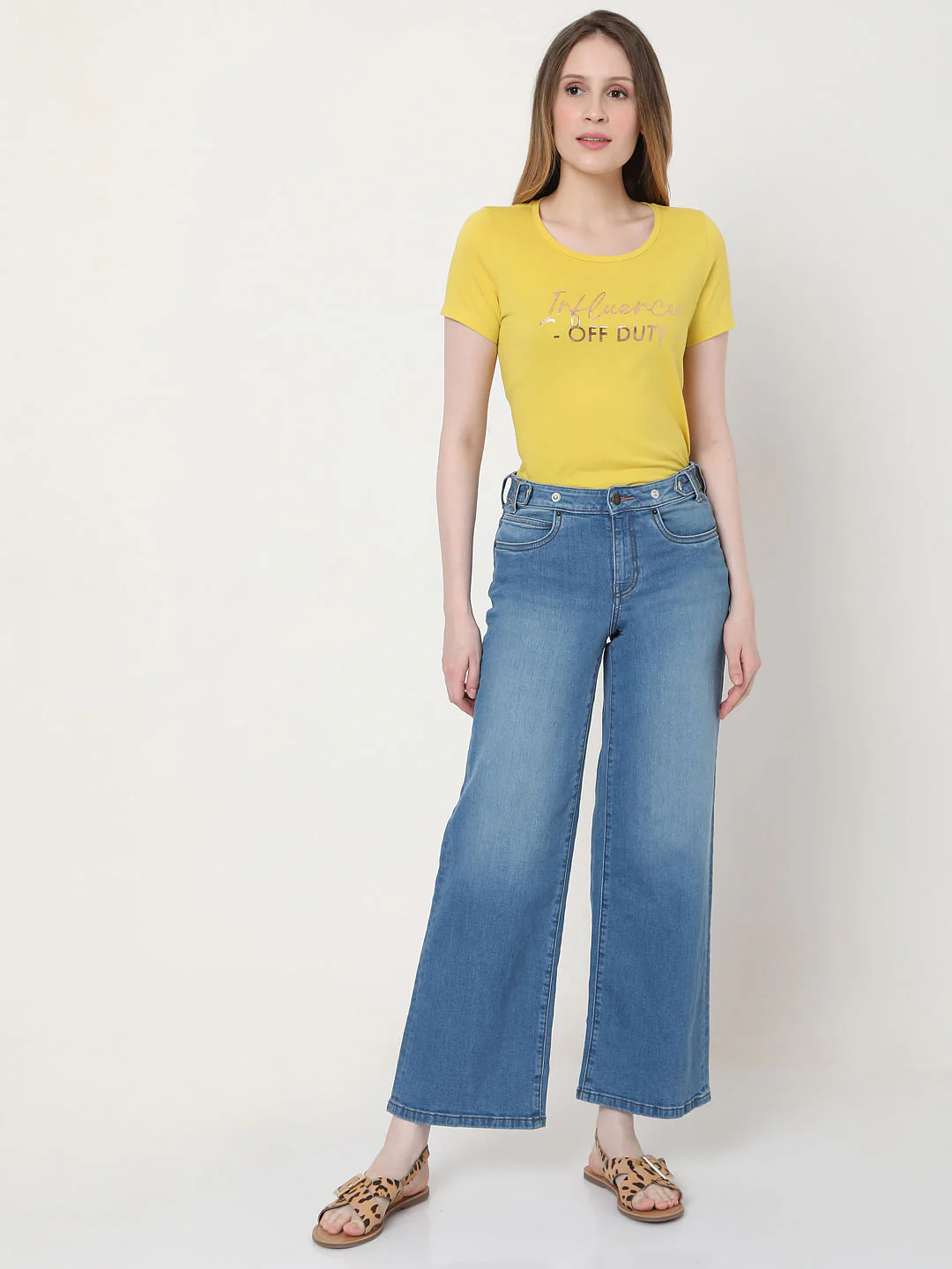 Blue Mid Rise Wide Leg Jeans - Image 5