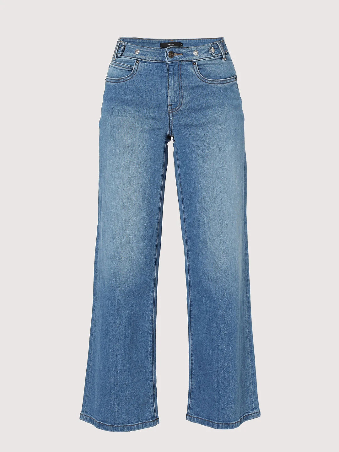 Blue Mid Rise Wide Leg Jeans - Image 6