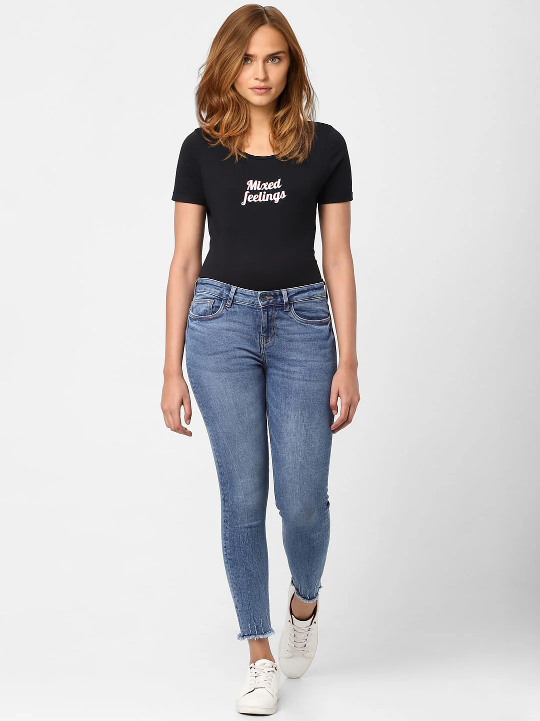 Blue Mid Rise Textured Skinny Jeans - Image 2