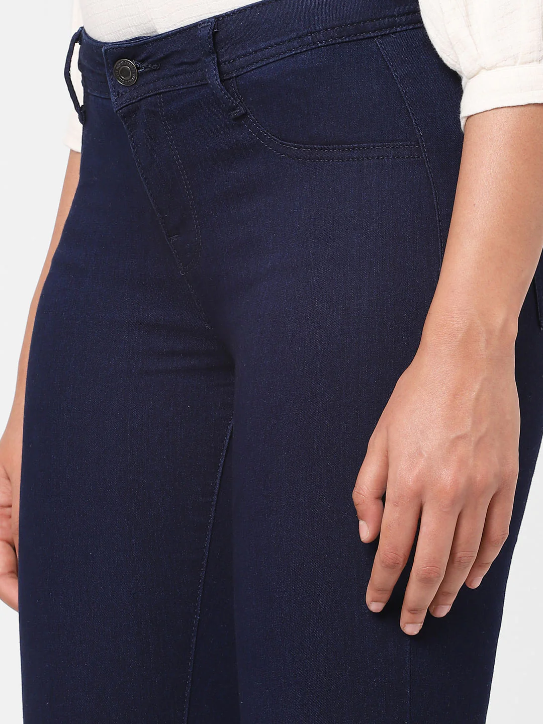 Dark Blue Mid Rise Skinny Jeans - Image 5