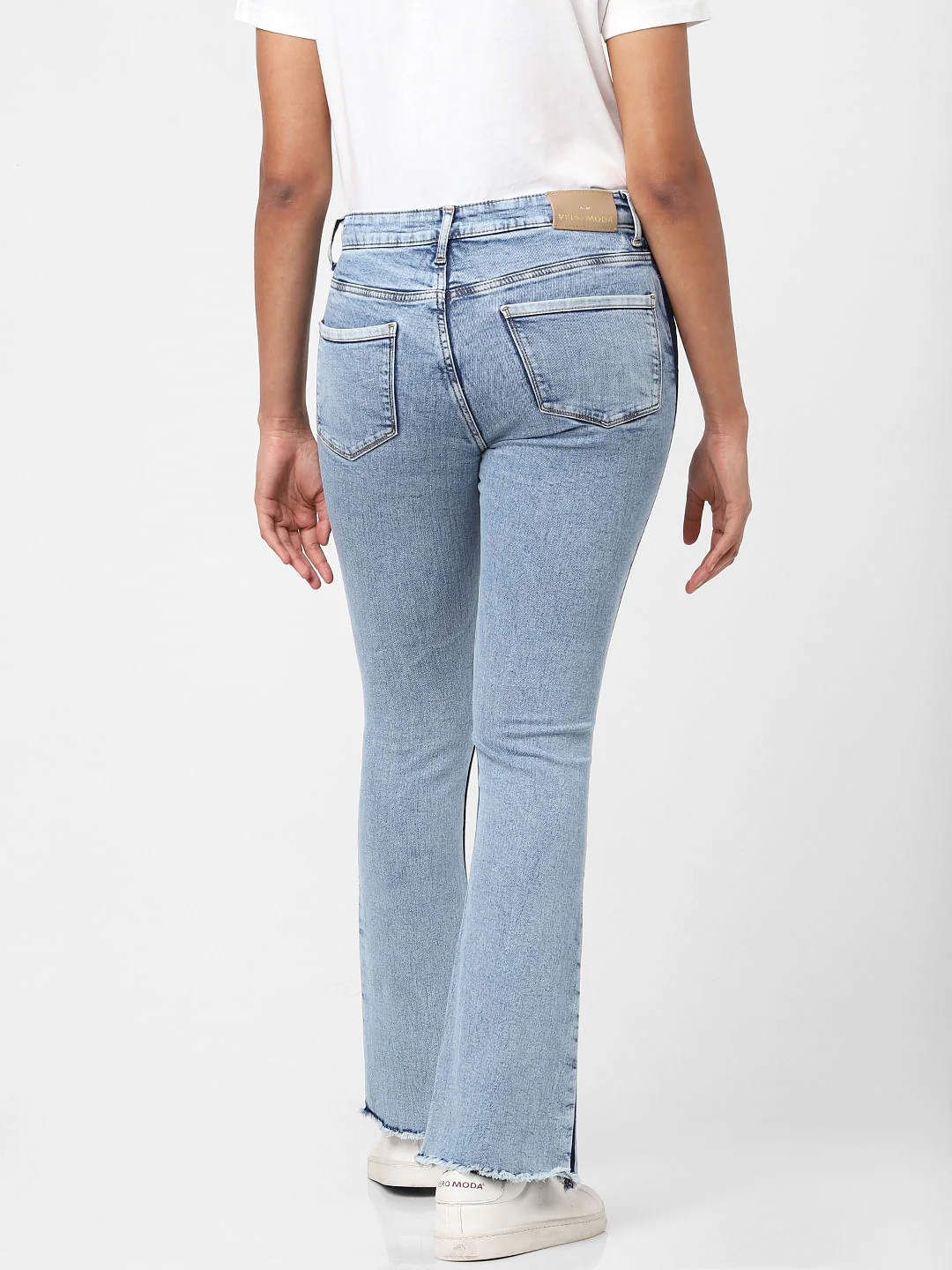 Blue Mid Rise Tape Detail Bootcut Jeans - Image 3
