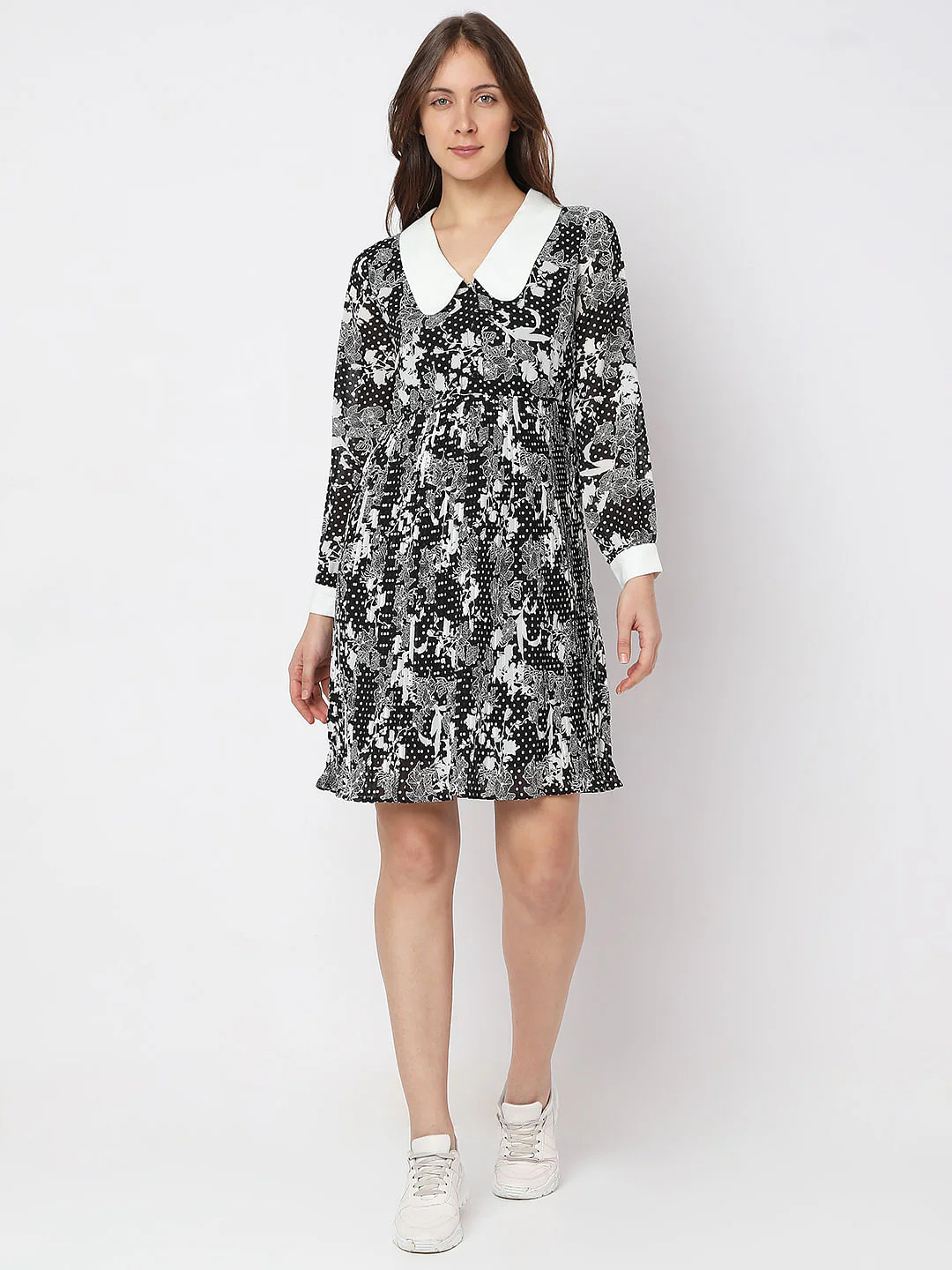 Black Floral Print Shift Dress - Image 5