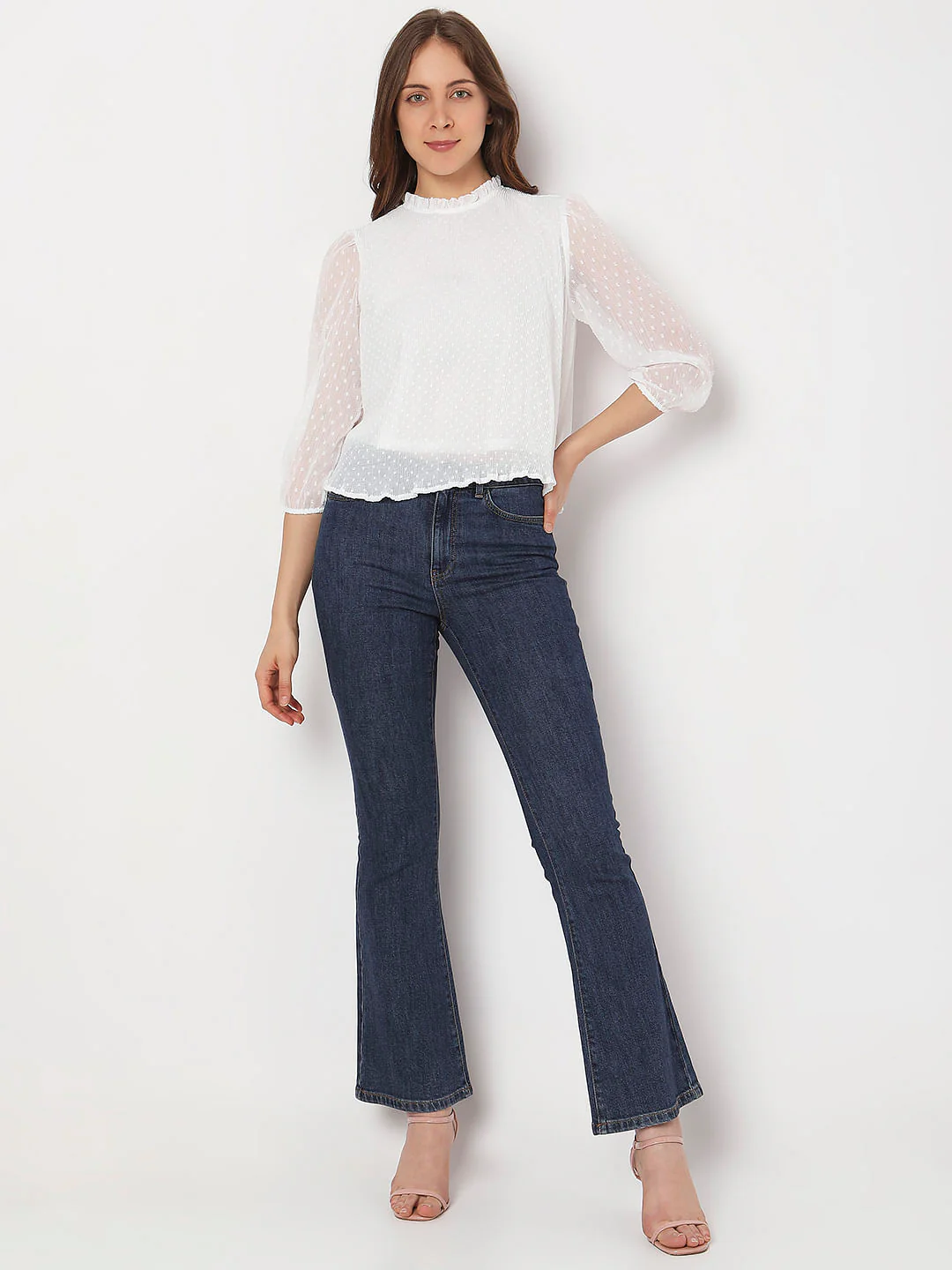 White High Neck Ruffled Top - Image 5