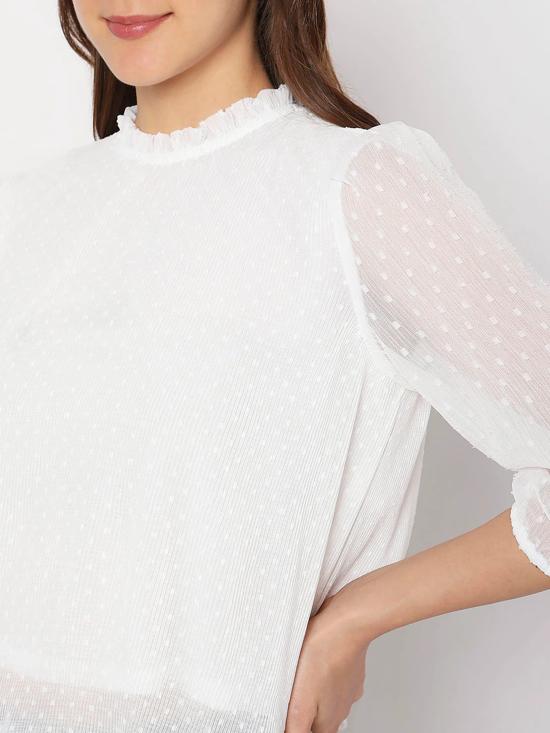 White High Neck Ruffled Top - Image 6