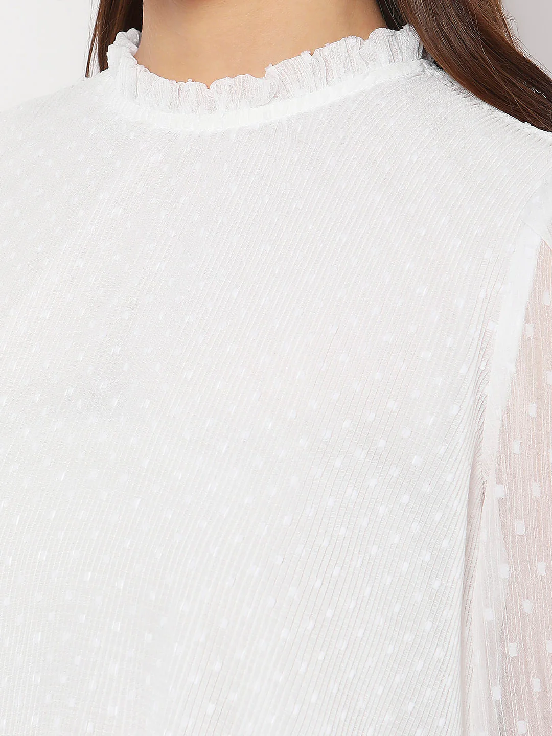 White High Neck Ruffled Top - Image 8