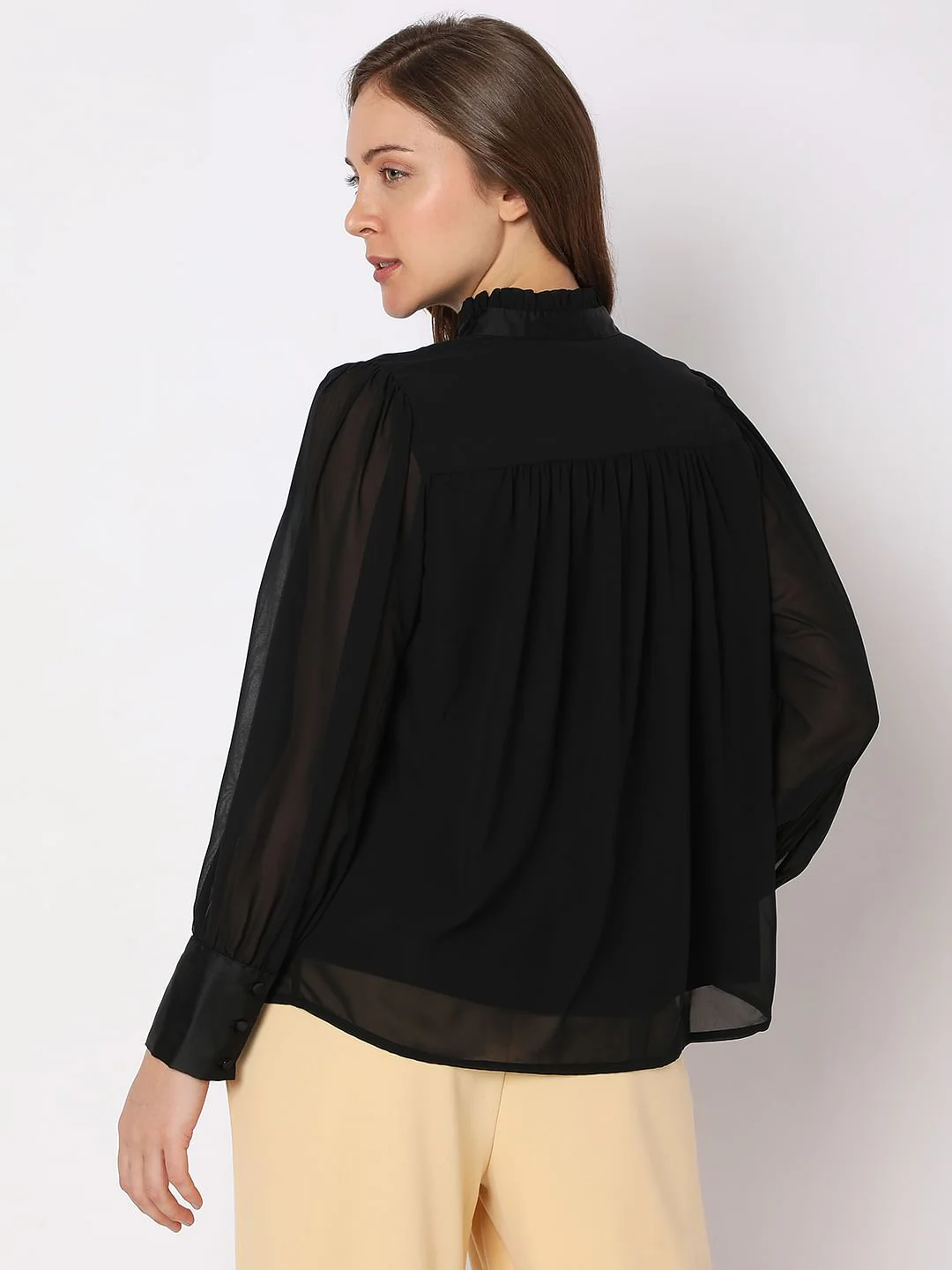 Black Satin Tie-Up Top - Image 4