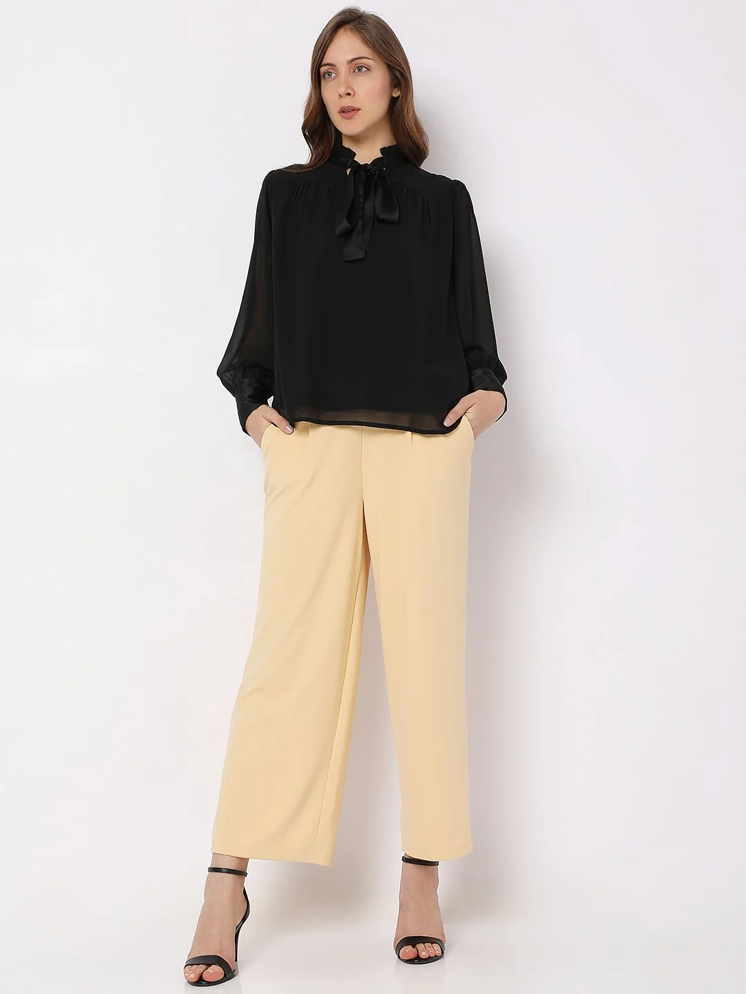 Black Satin Tie-Up Top - Image 5