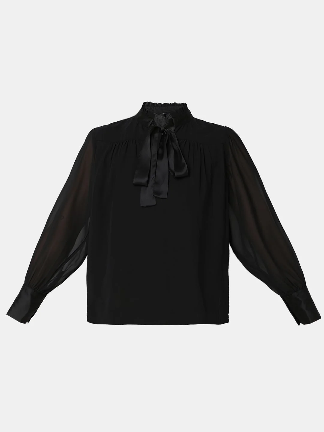 Black Satin Tie-Up Top - Image 7