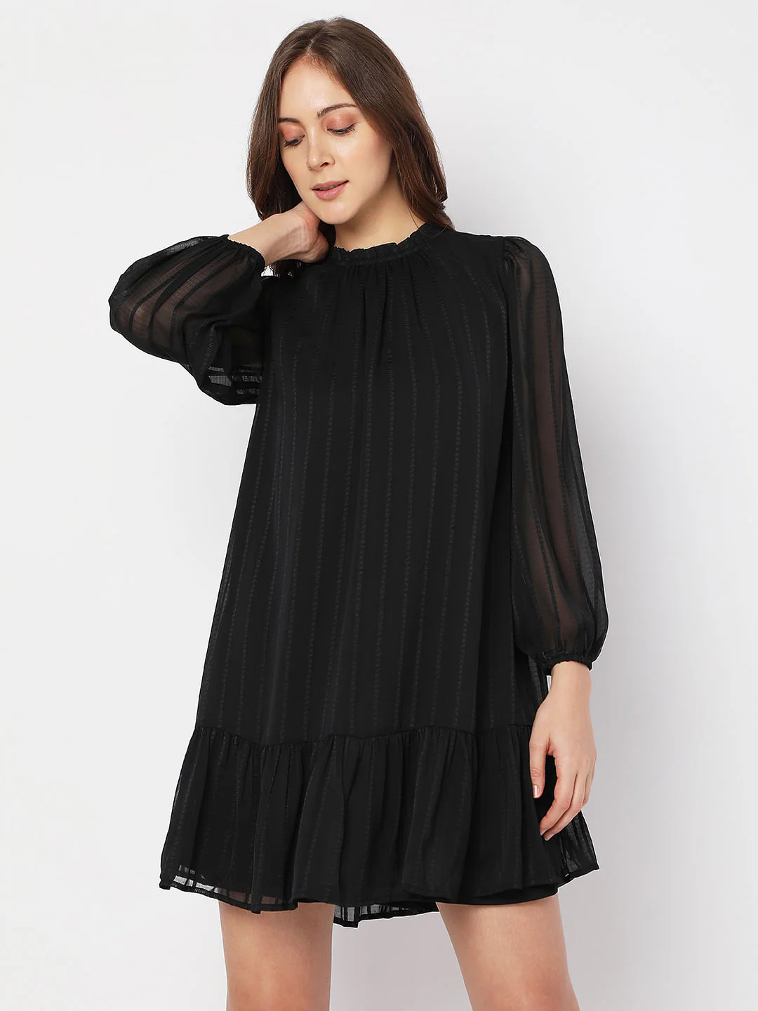 Black Striped Mini Shift Dress - Image 2