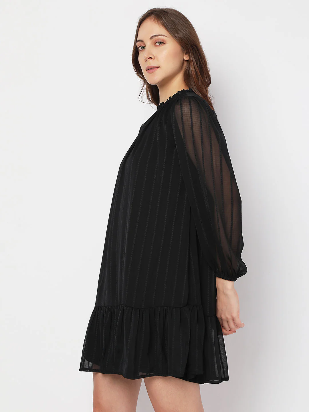 Black Striped Mini Shift Dress - Image 3