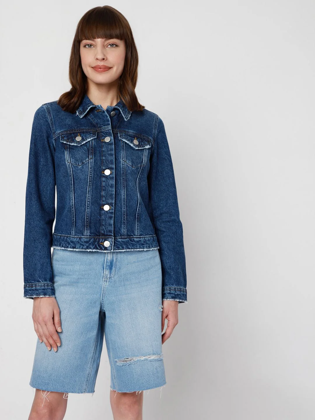 Dark Blue Denim Trucker Jacket - Image 2