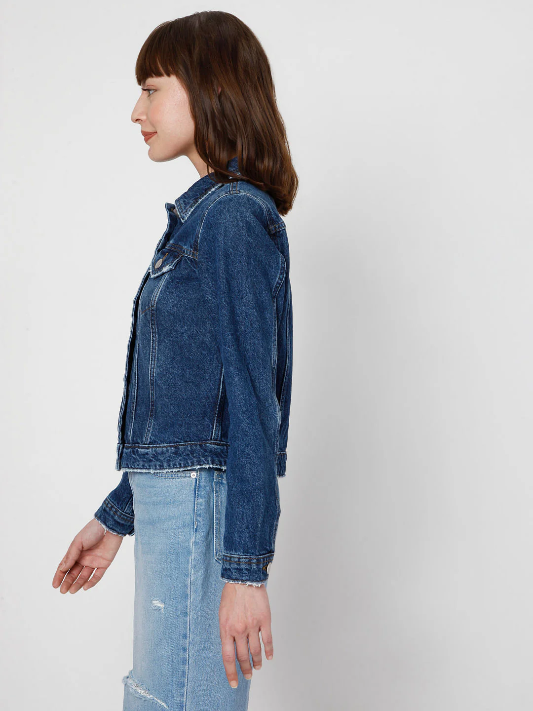 Dark Blue Denim Trucker Jacket - Image 3