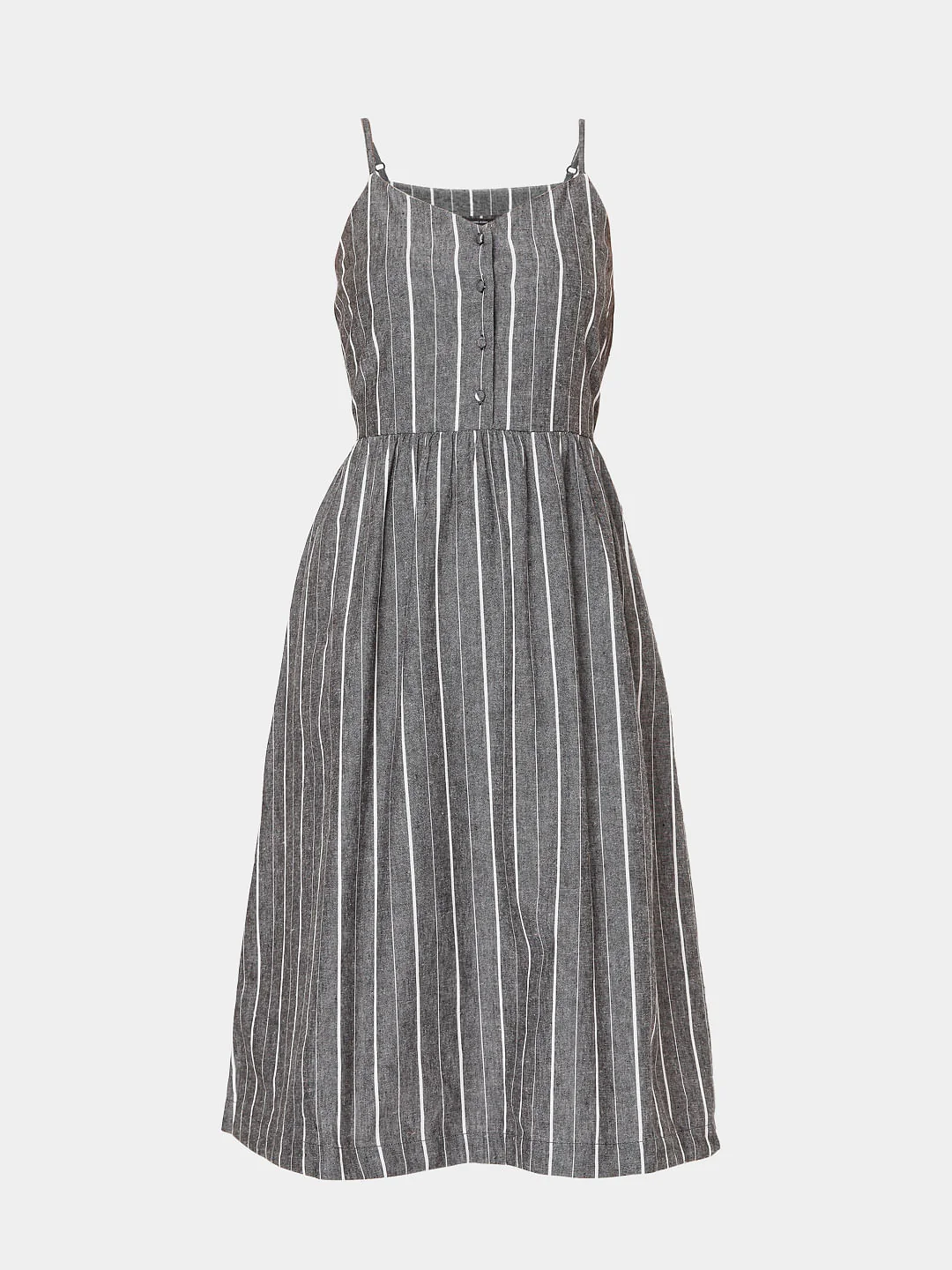 Grey Striped Strappy Dress - Image 6