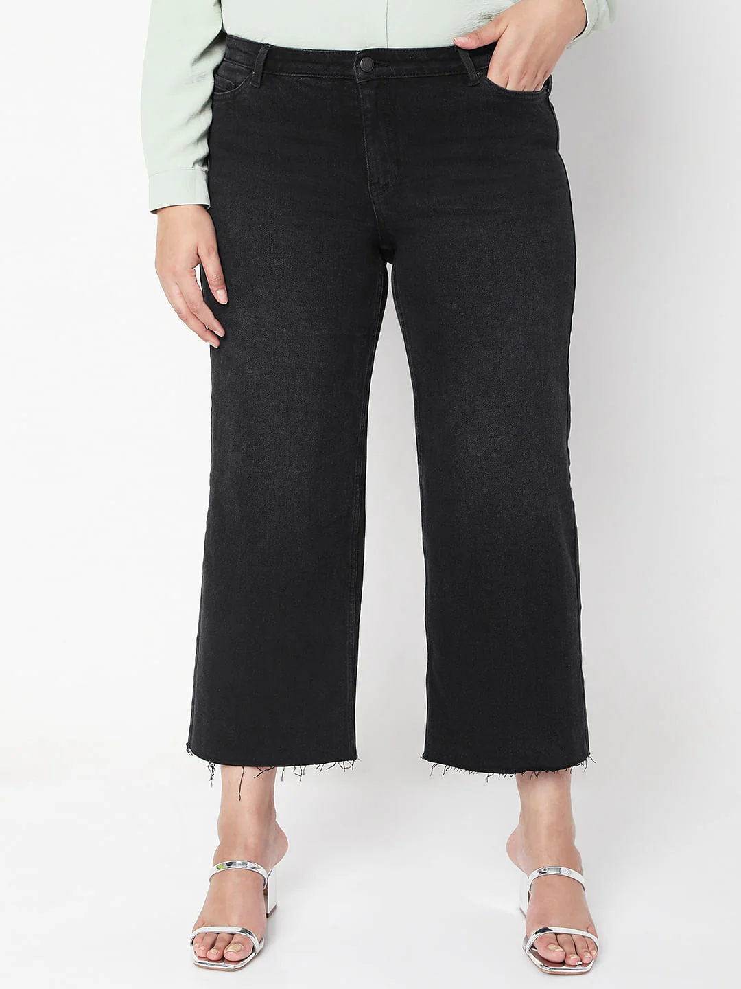 Curve Black Mid Rise Straight Jeans - Image 2