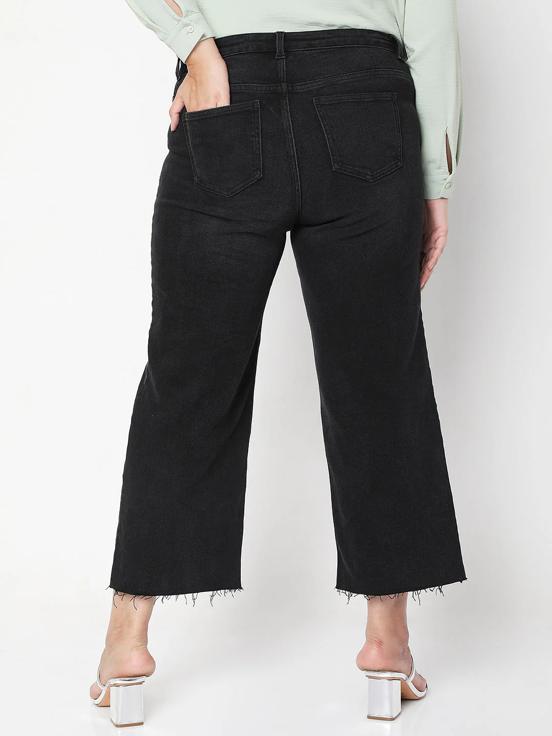 Curve Black Mid Rise Straight Jeans - Image 4