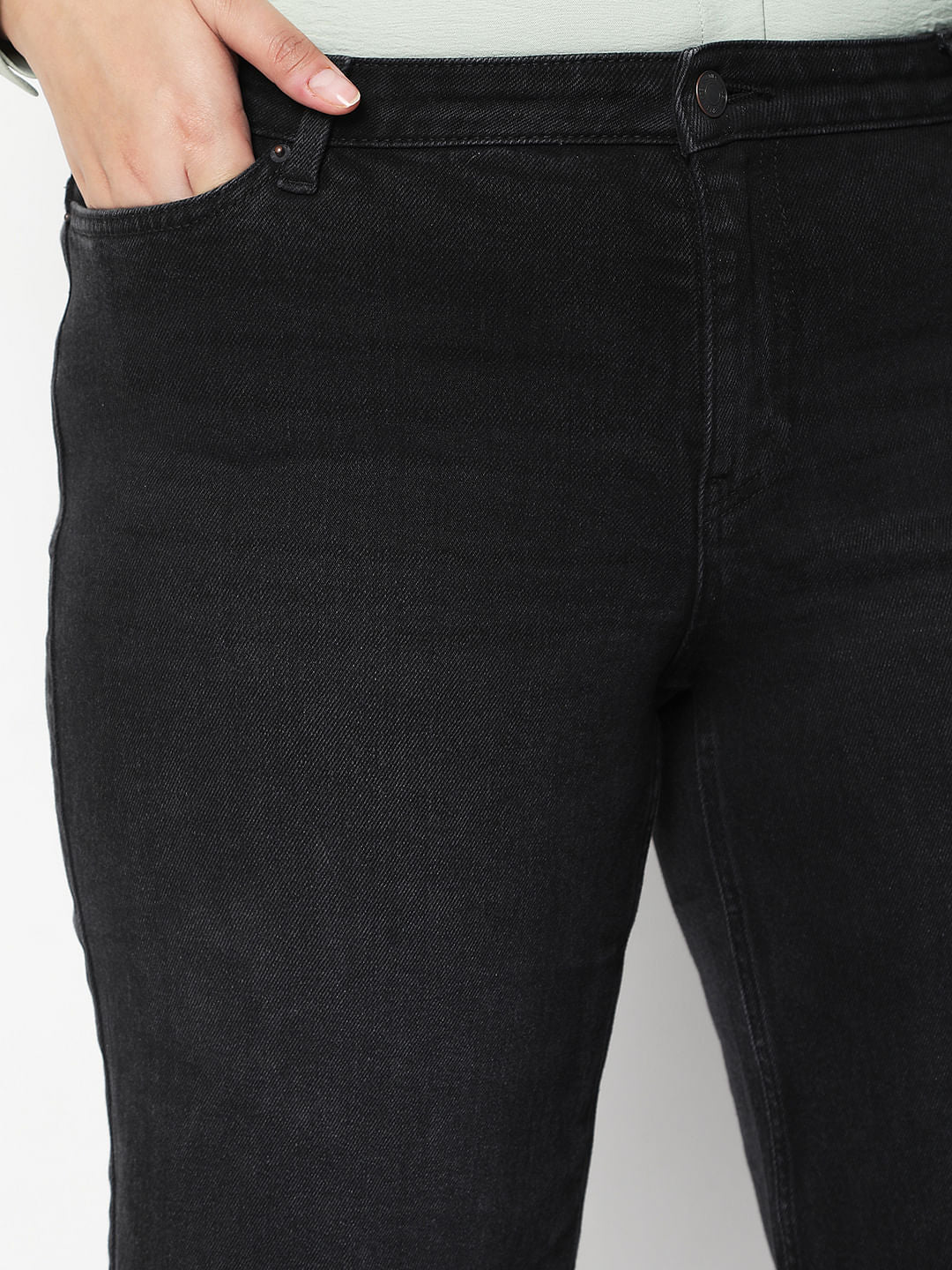 Curve Black Mid Rise Straight Jeans - Image 5