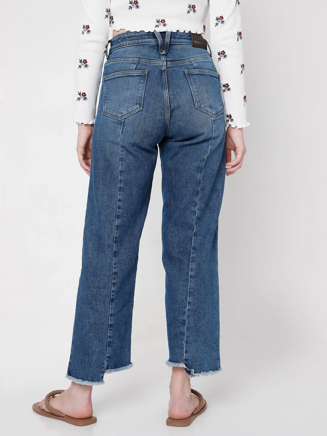 Blue High Rise Straight Fit Jeans - Image 4