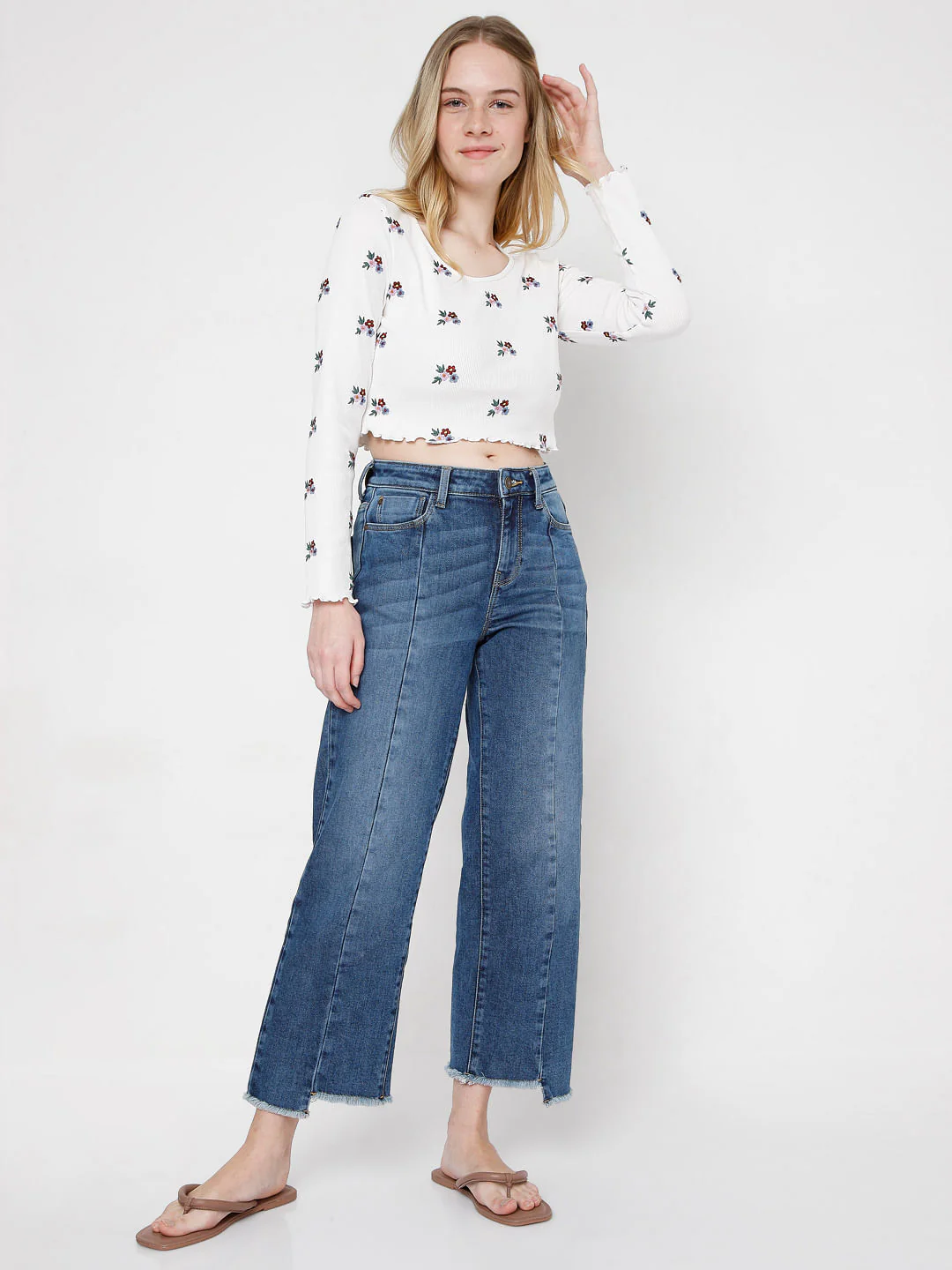 Blue High Rise Straight Fit Jeans - Image 6