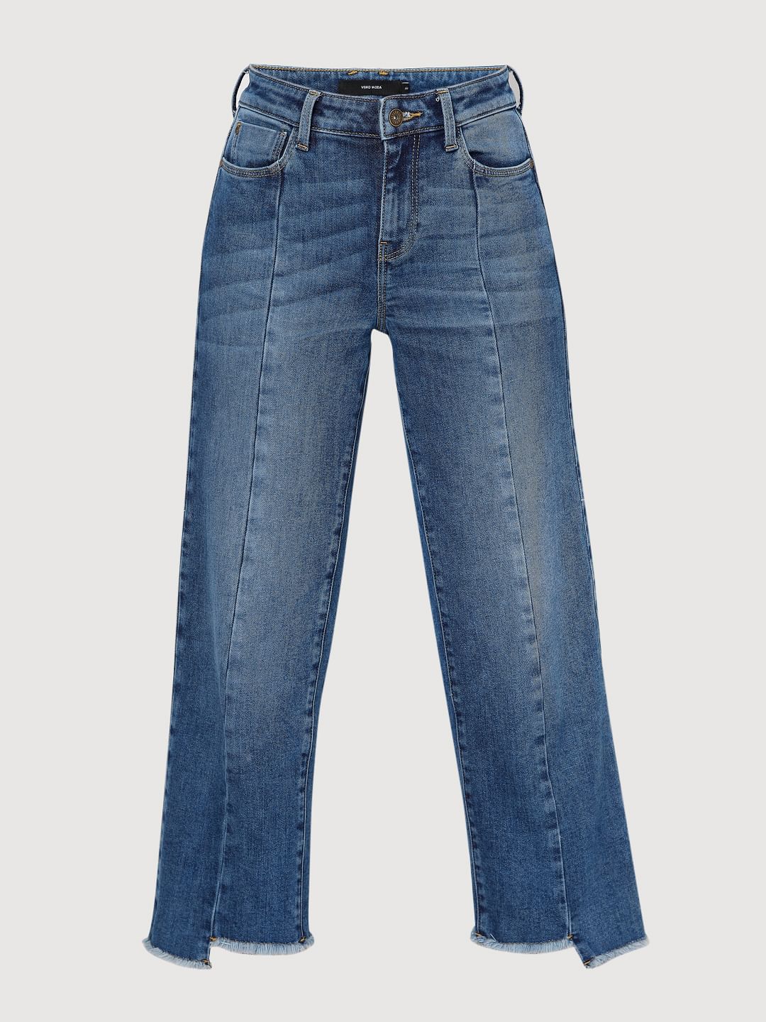 Blue High Rise Straight Fit Jeans - Image 7