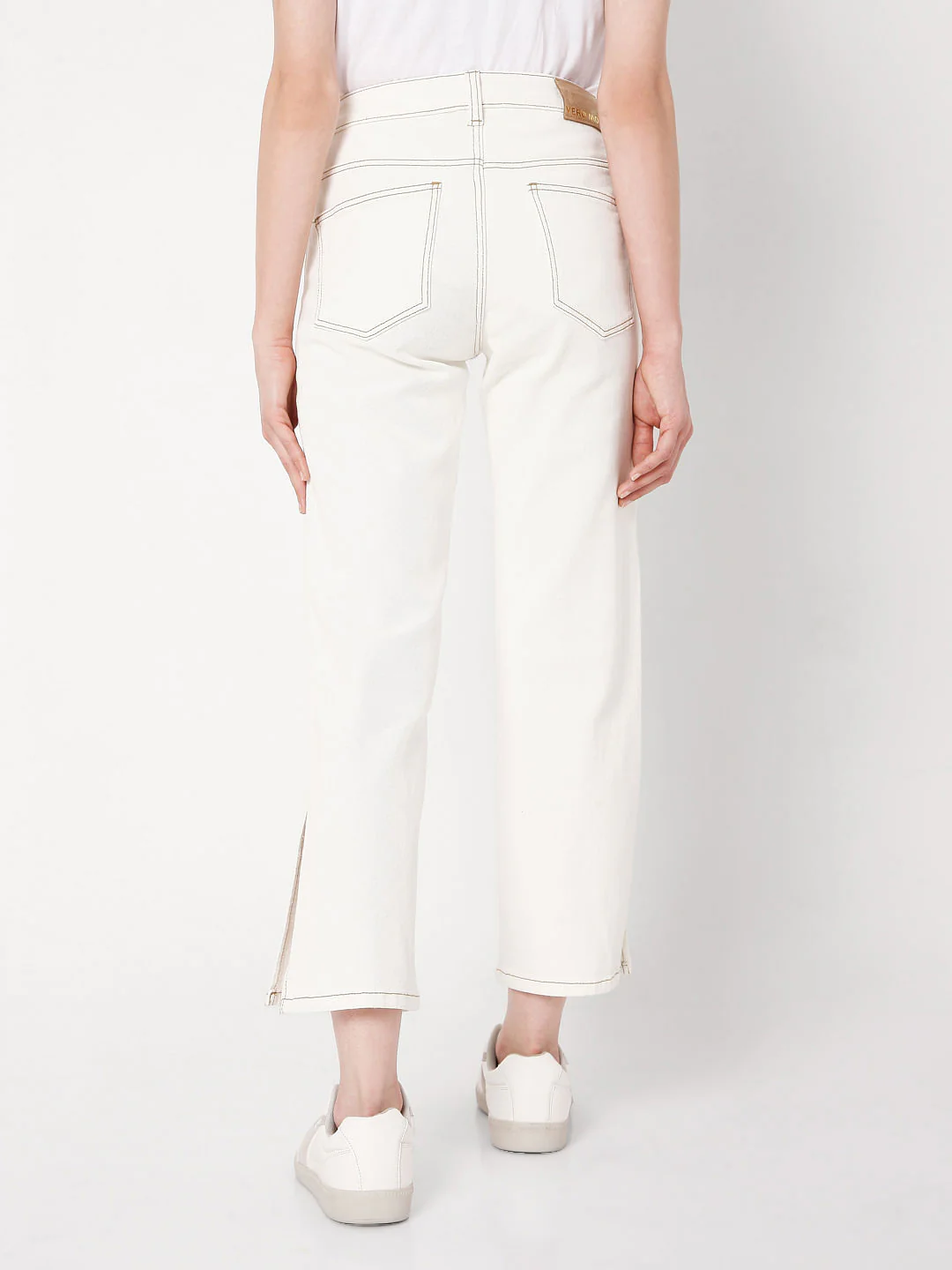 White Mid Rise Straight Jeans - Image 4