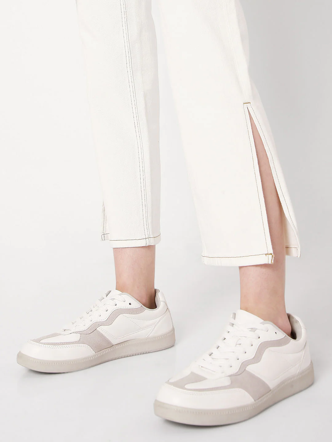 White Mid Rise Straight Jeans - Image 5