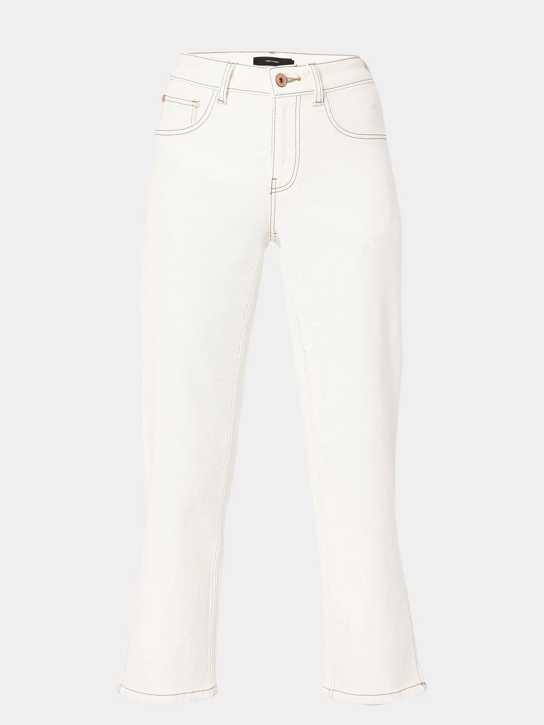 White Mid Rise Straight Jeans - Image 7