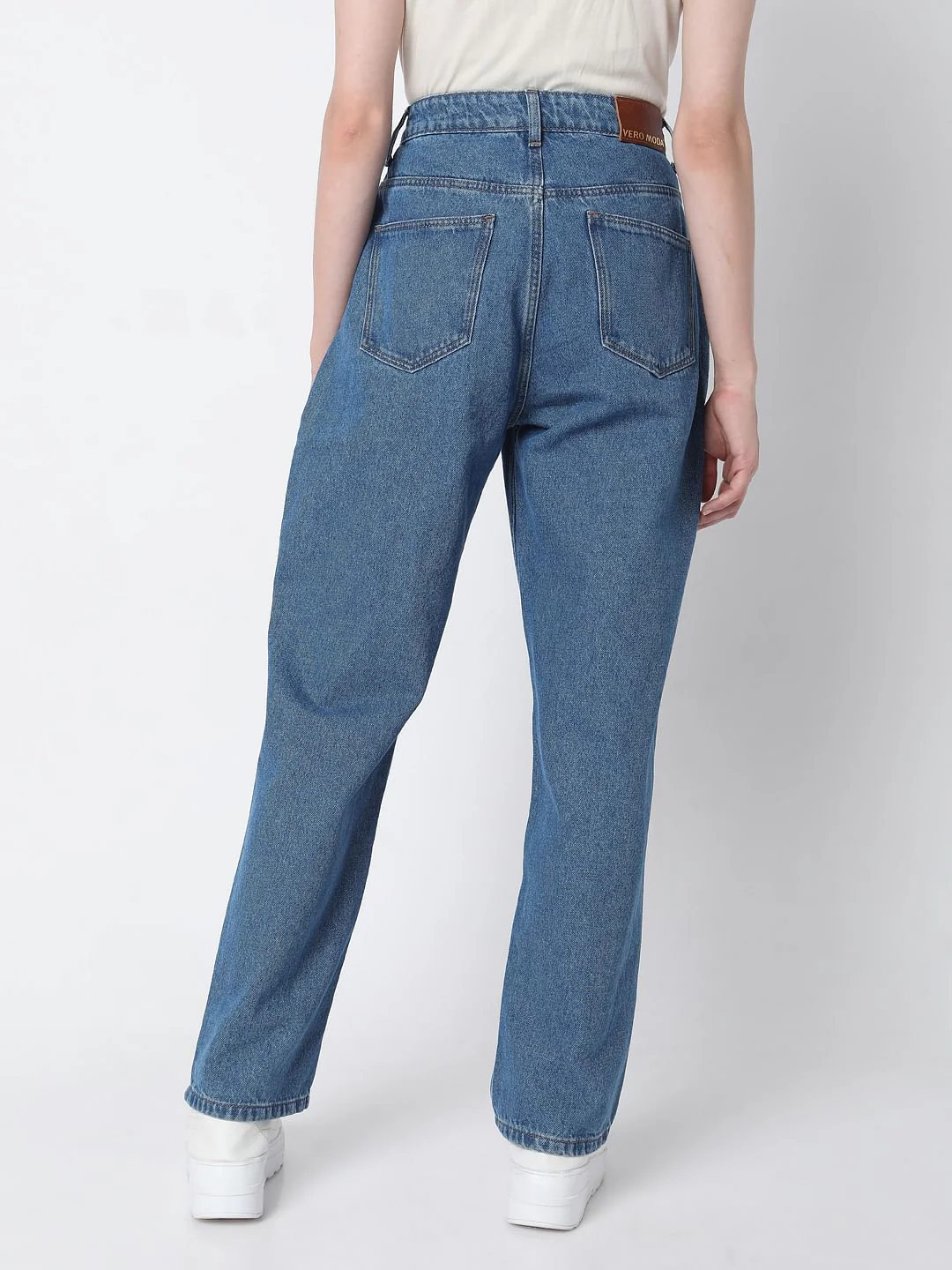 Blue High Rise Girlfriend Jeans - Image 4