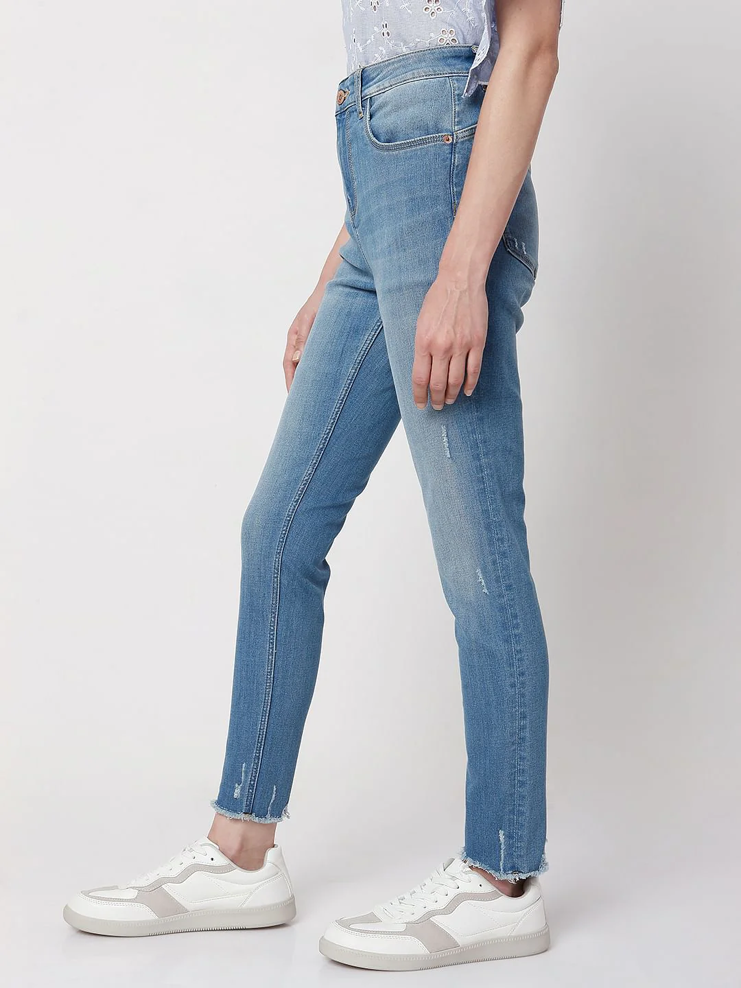 Blue High Waist Skinny Jeans - Image 3