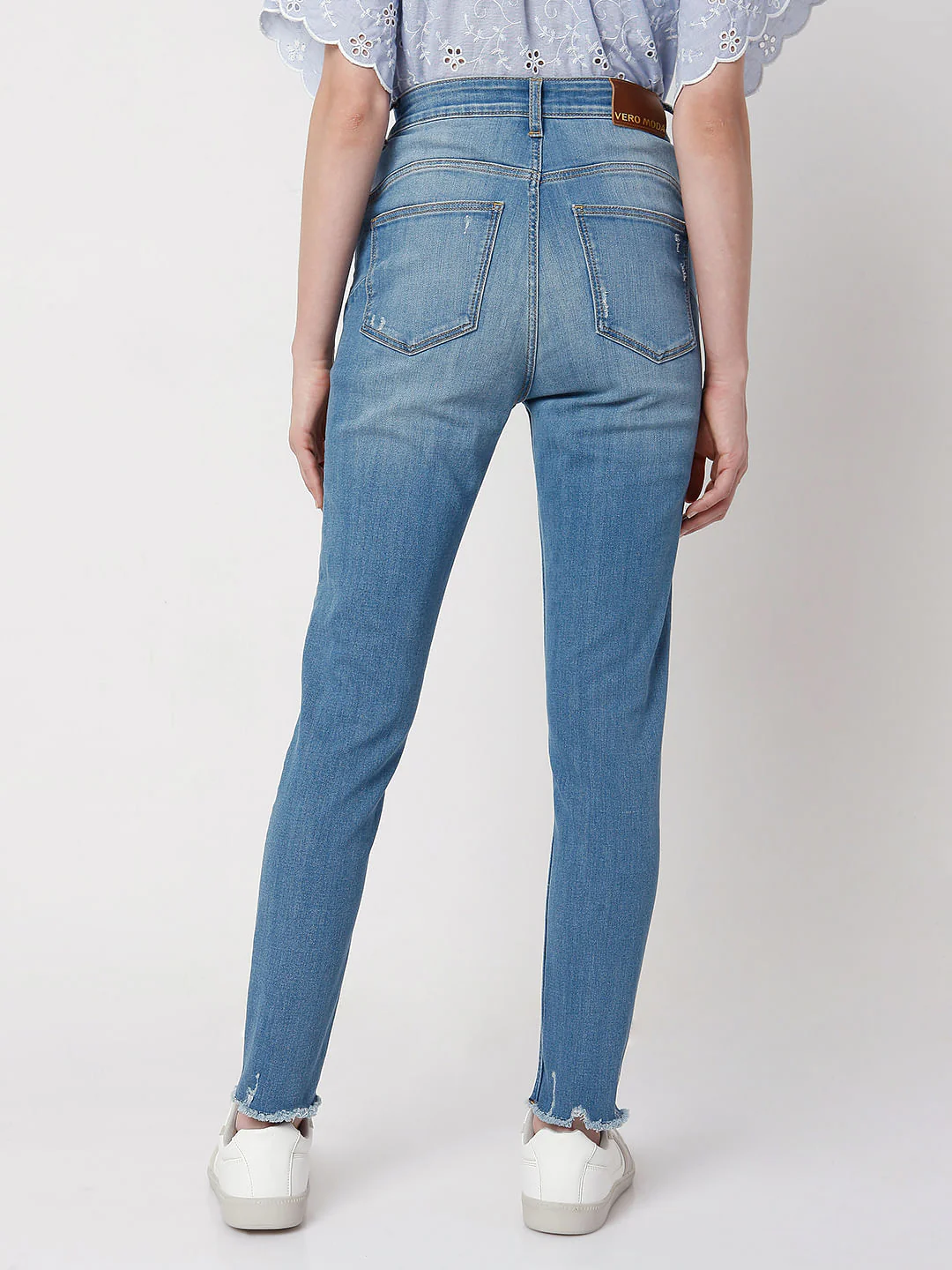 Blue High Waist Skinny Jeans - Image 4