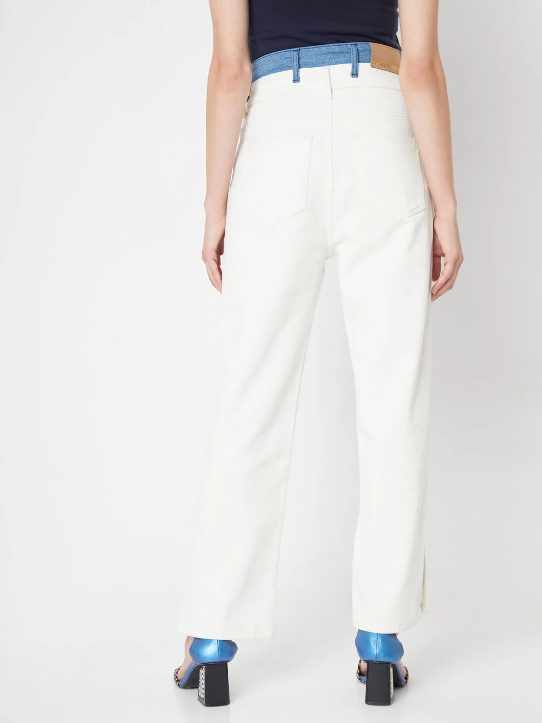 White Two-Toned Jade Straight Fit Jeans - Image 3