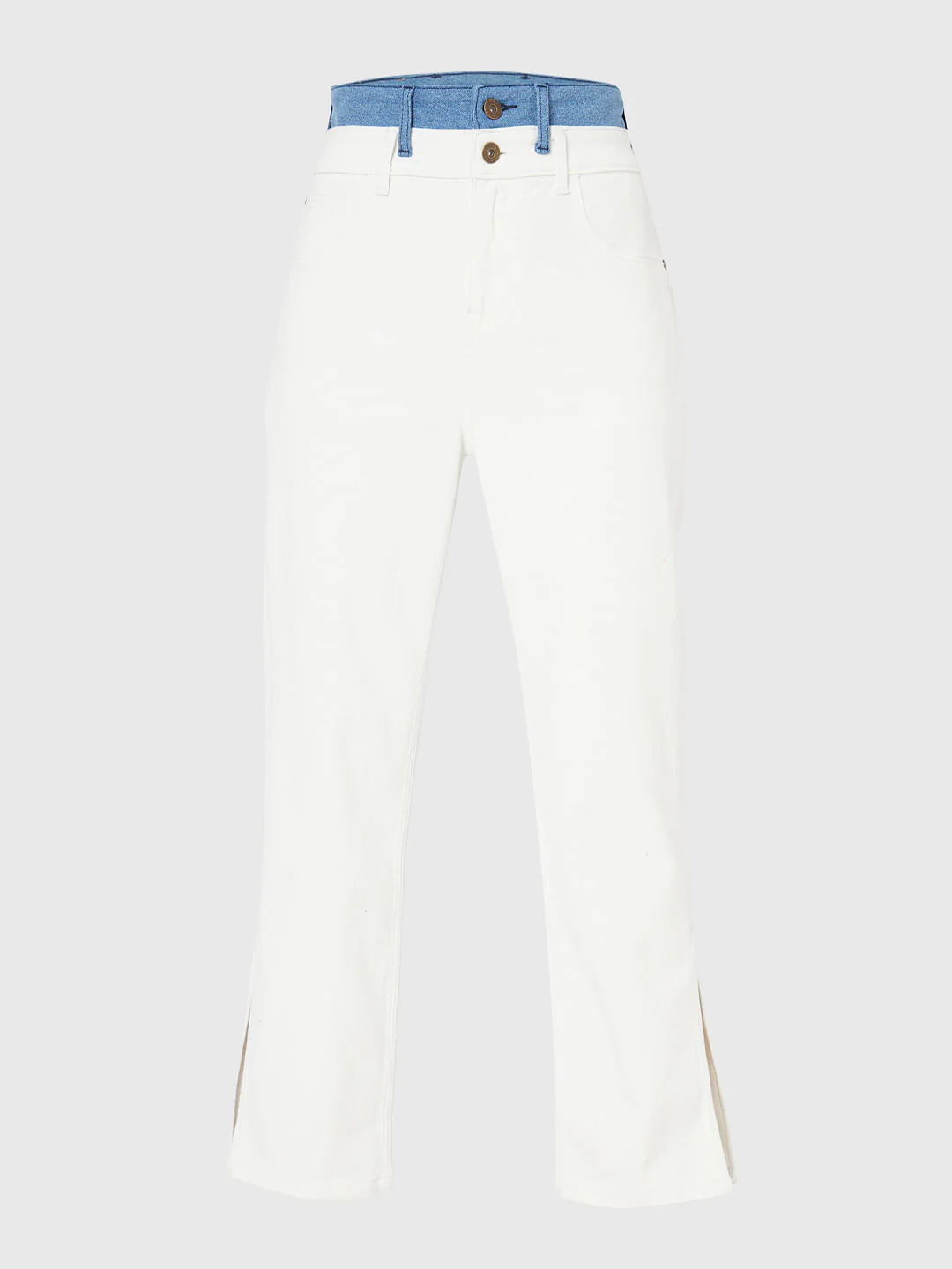 White Two-Toned Jade Straight Fit Jeans - Image 6