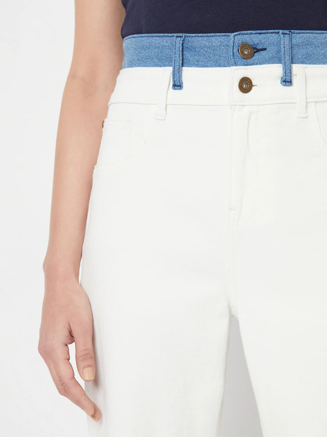 White Two-Toned Jade Straight Fit Jeans - Image 7