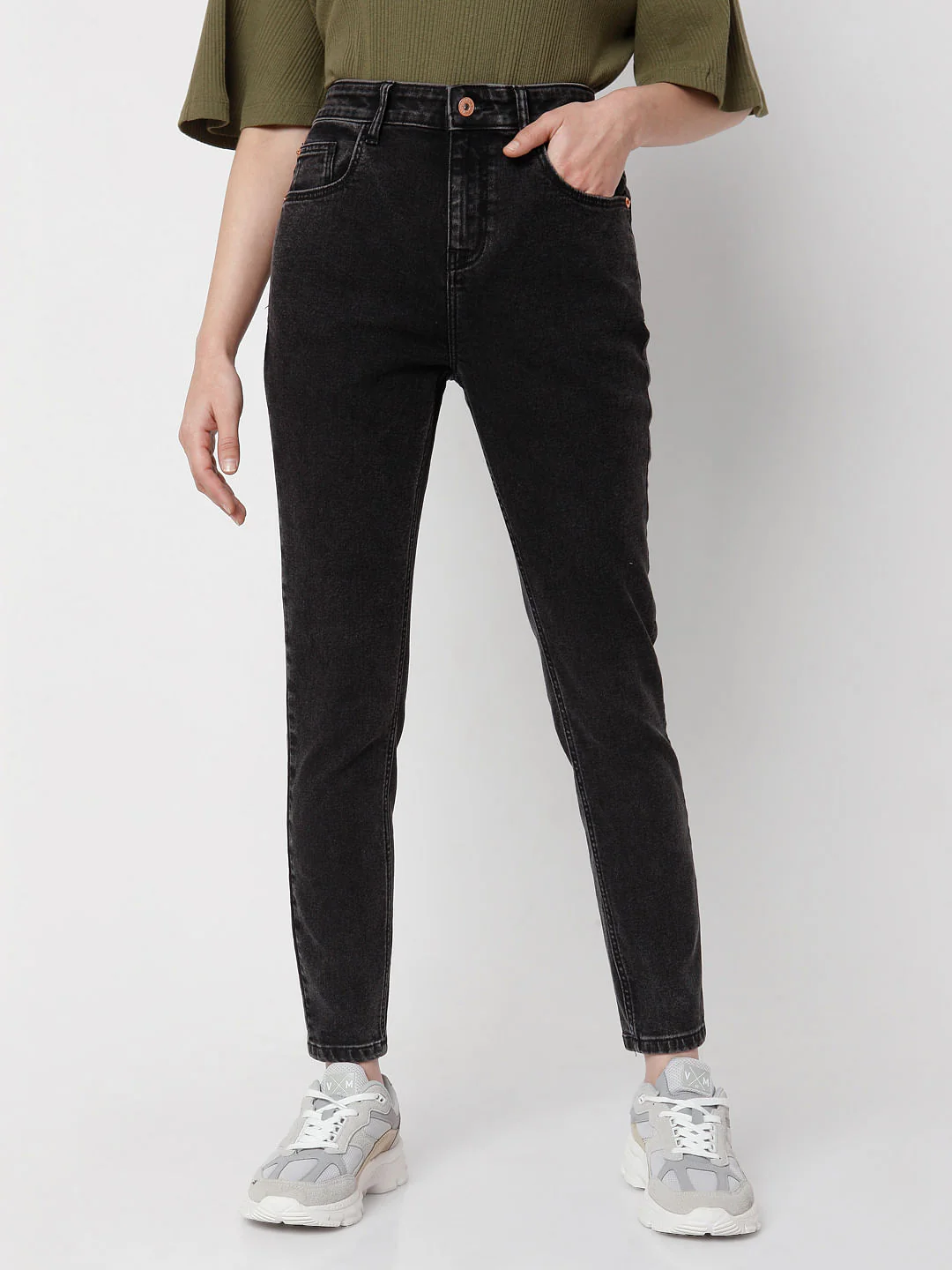 Black High Waist Skinny Jeans - Image 2