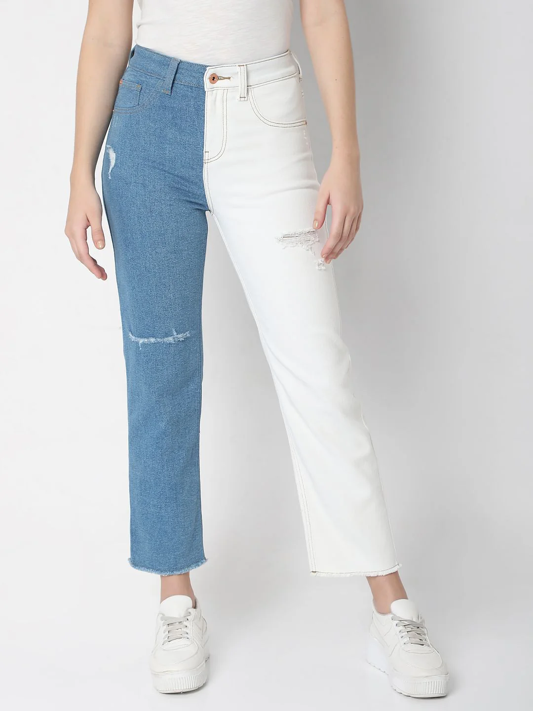 Blue Two-Toned Jade Straight Jeans - Image 2