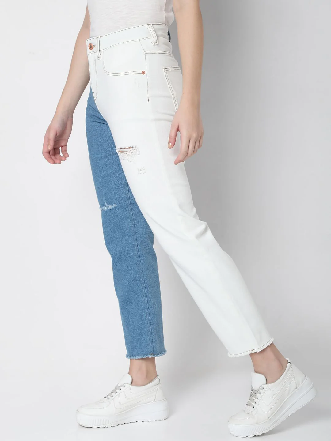 Blue Two-Toned Jade Straight Jeans - Image 3