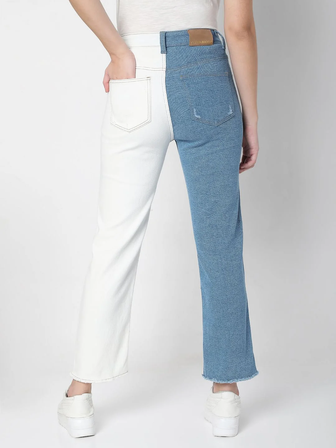 Blue Two-Toned Jade Straight Jeans - Image 4