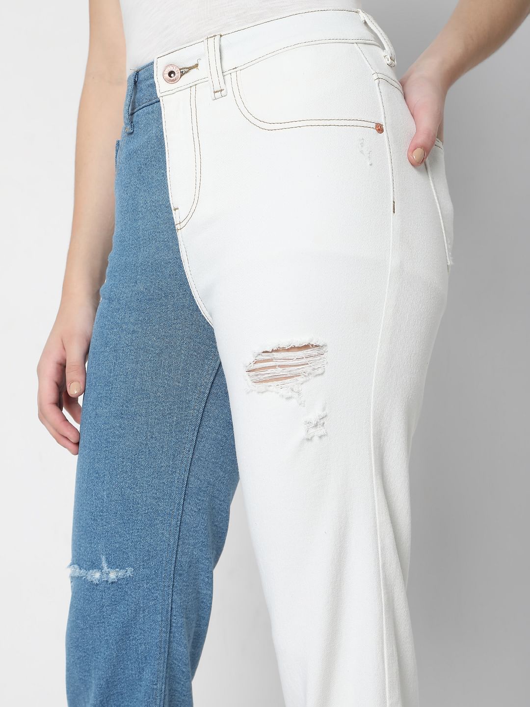 Blue Two-Toned Jade Straight Jeans - Image 5