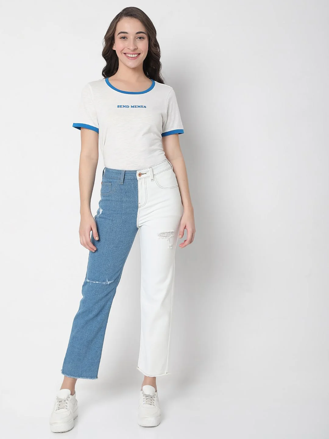 Blue Two-Toned Jade Straight Jeans - Image 6