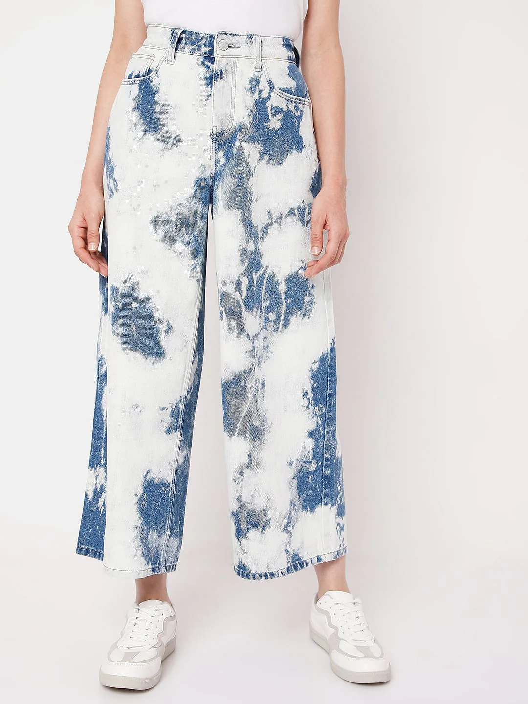White Tie Dye Zoey Wide-Leg Jeans - Image 2
