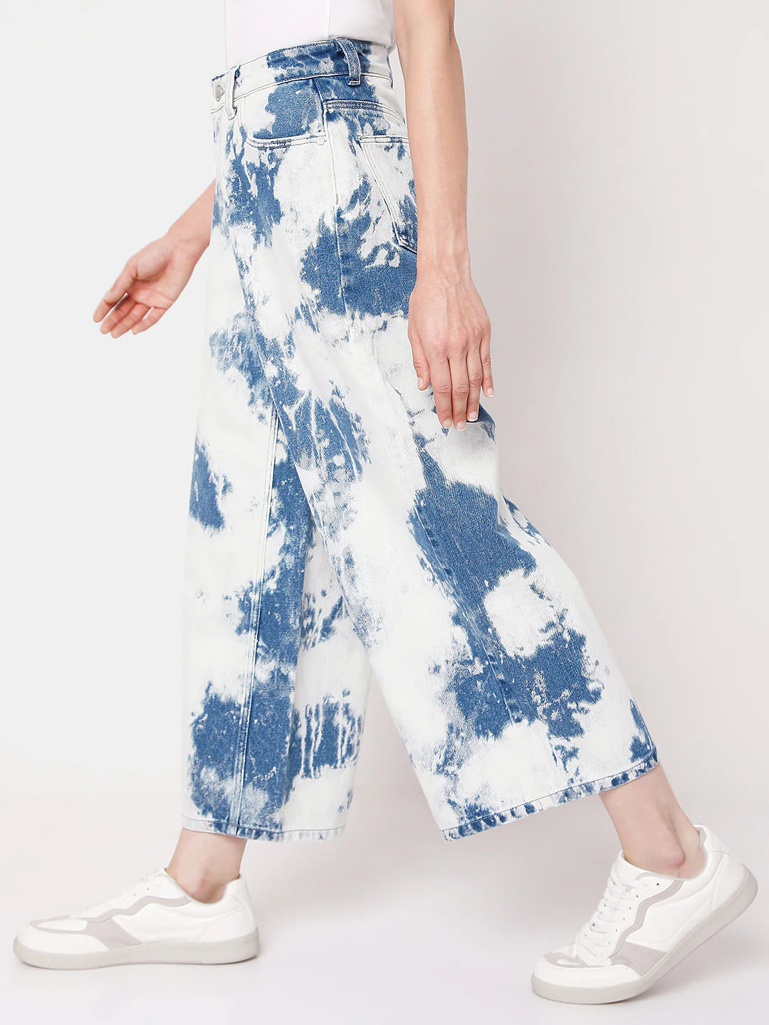 White Tie Dye Zoey Wide-Leg Jeans - Image 3
