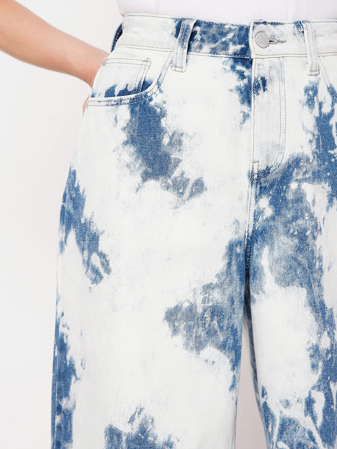 White Tie Dye Zoey Wide-Leg Jeans - Image 5