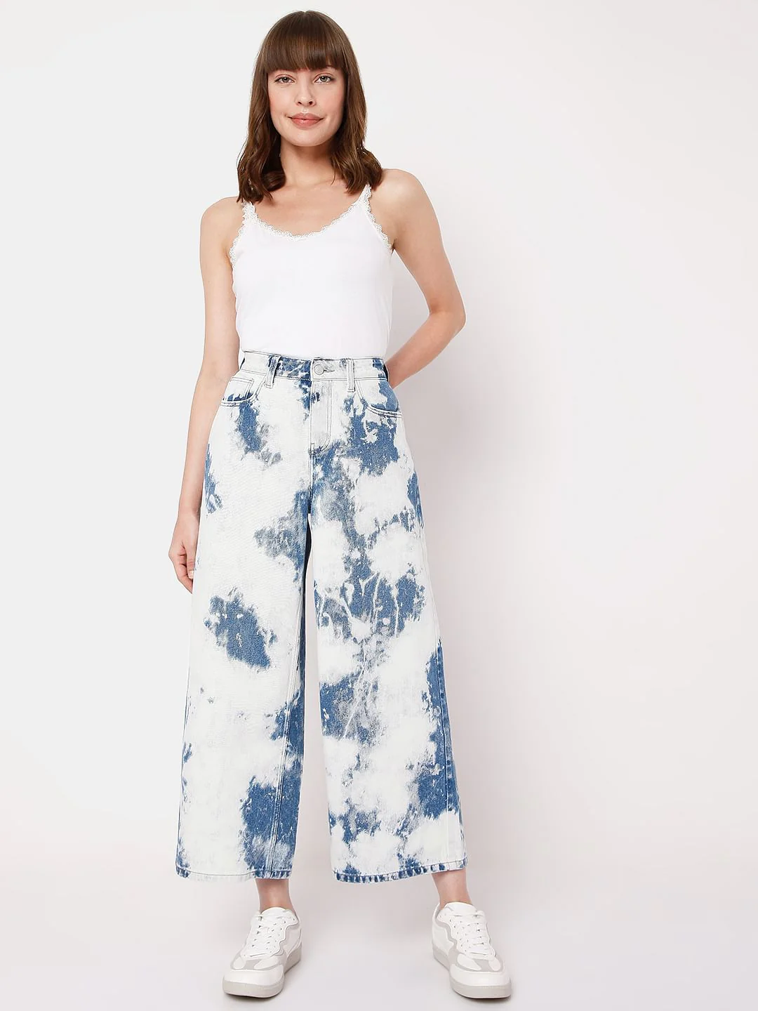 White Tie Dye Zoey Wide-Leg Jeans - Image 6
