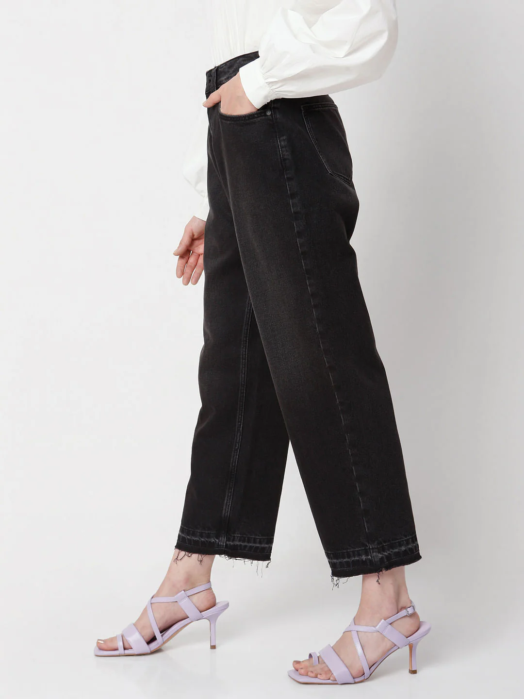 Black High Waist Jade Straight Fit Jeans - Image 3