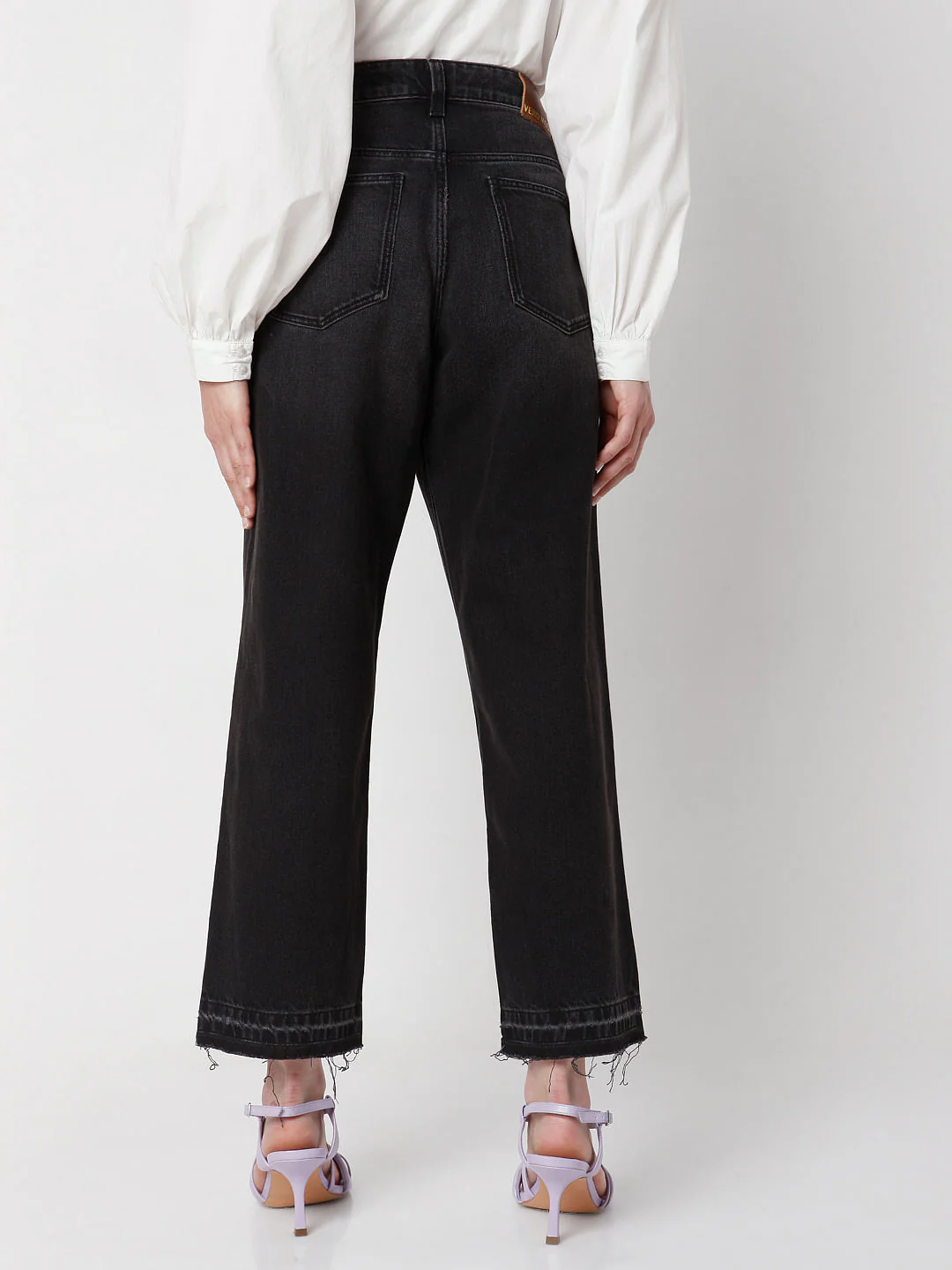 Black High Waist Jade Straight Fit Jeans - Image 4
