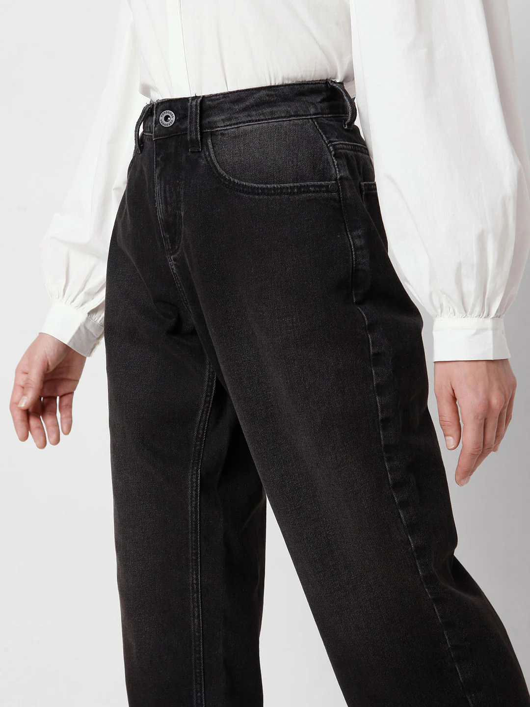 Black High Waist Jade Straight Fit Jeans - Image 5