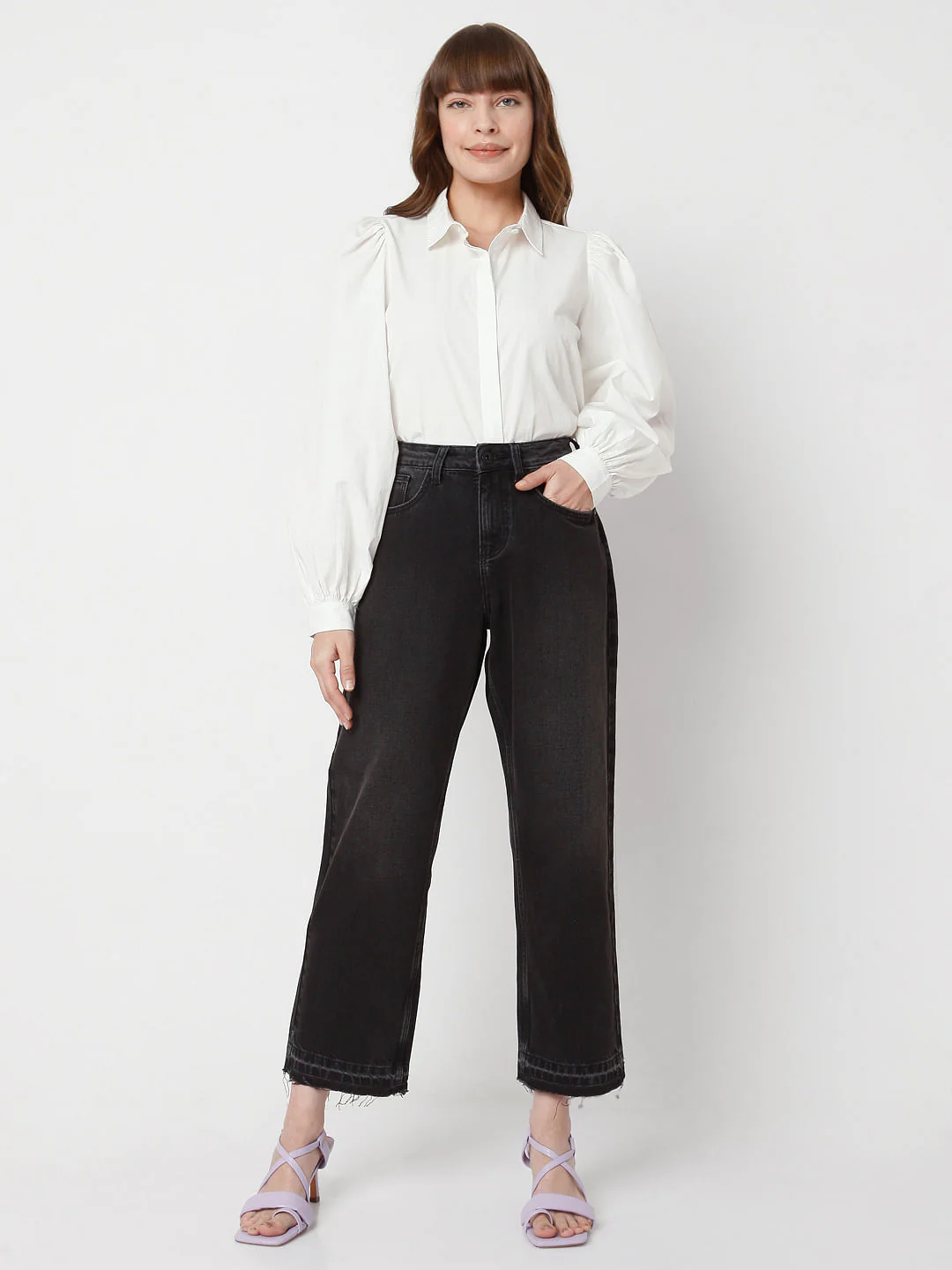 Black High Waist Jade Straight Fit Jeans - Image 6
