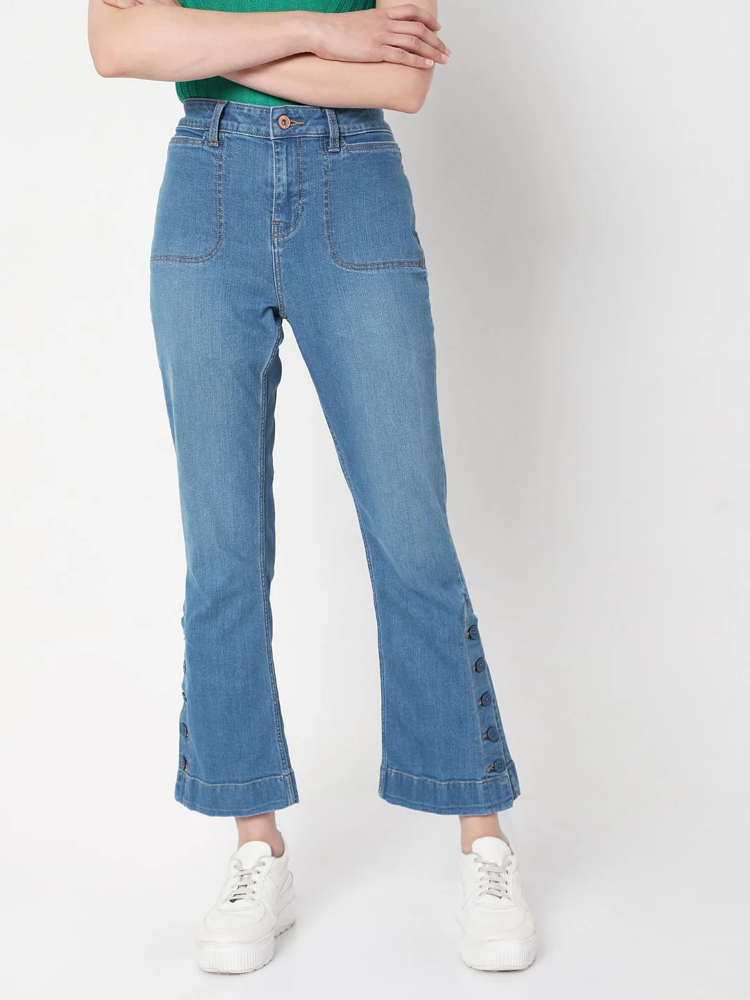 Blue Mid Rise Petra Bootcut Jeans - Image 2