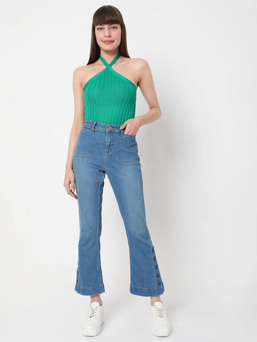 Blue Mid Rise Petra Bootcut Jeans - Image 6