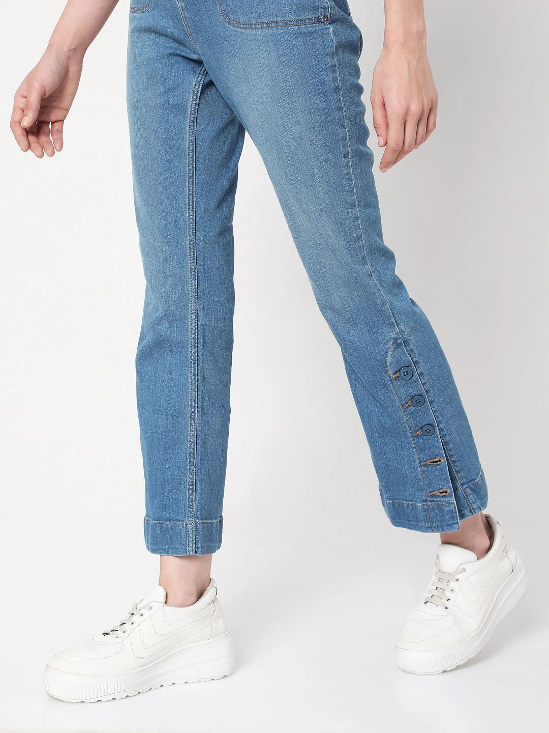 Blue Mid Rise Petra Bootcut Jeans - Image 8