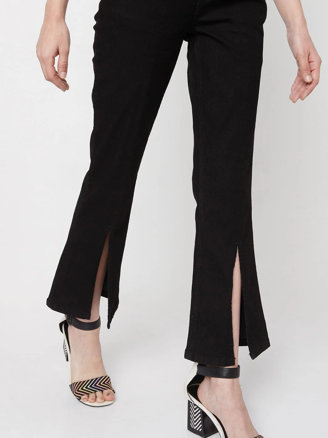 Black High Rise Petra Bootcut Slit Jeans - Image 5